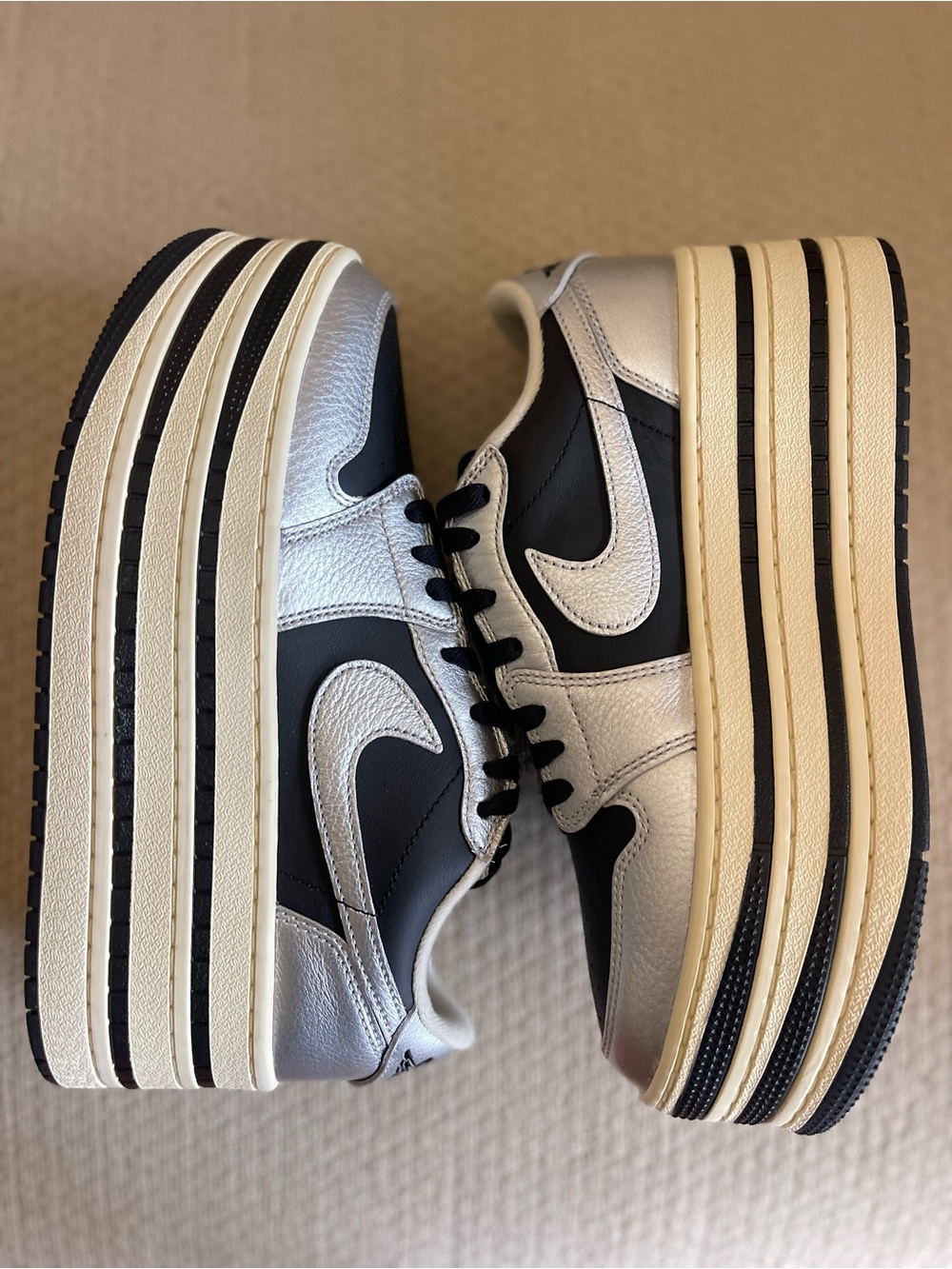 Size 10 - Nike Air Jordan 1 Triple Stack Metallic Silver HV8288-001 Women's NEW - Picture 5 of 10